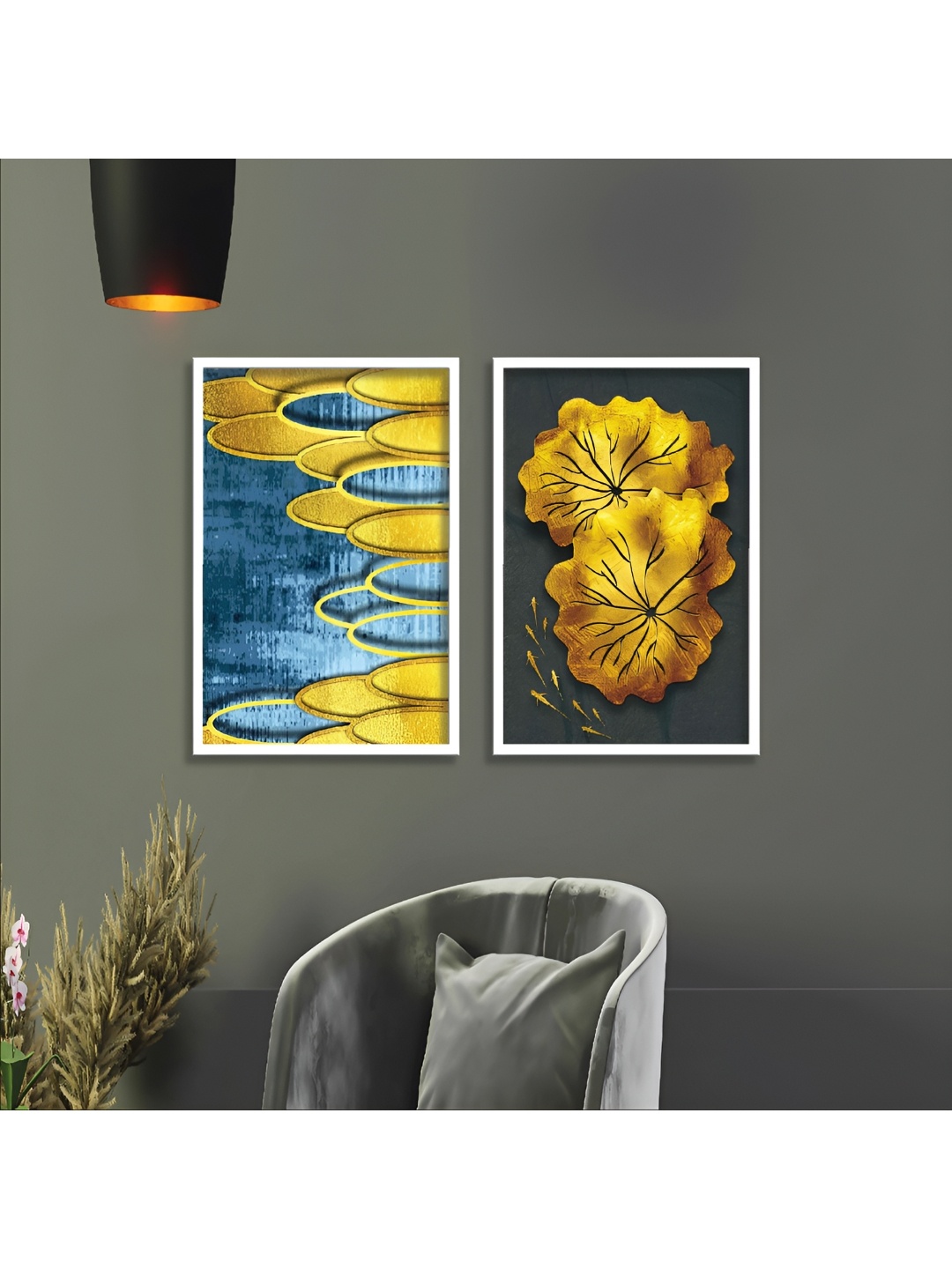 

Aura Yellow & Blue 2 Pieces Wood Abstract Wall Paintings