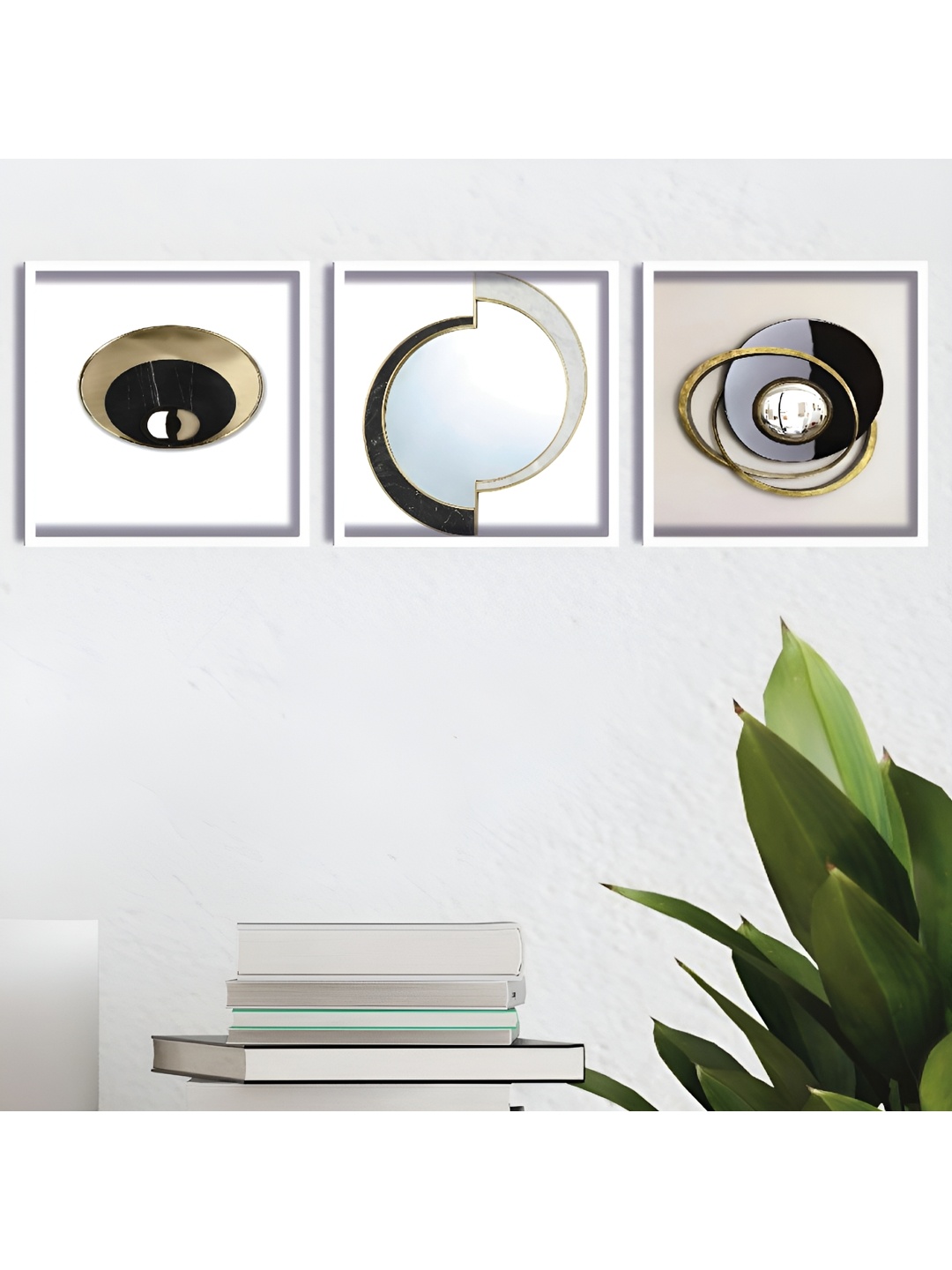

Aura White & Brown 3 Pieces Wood Abstract Wall Paintings