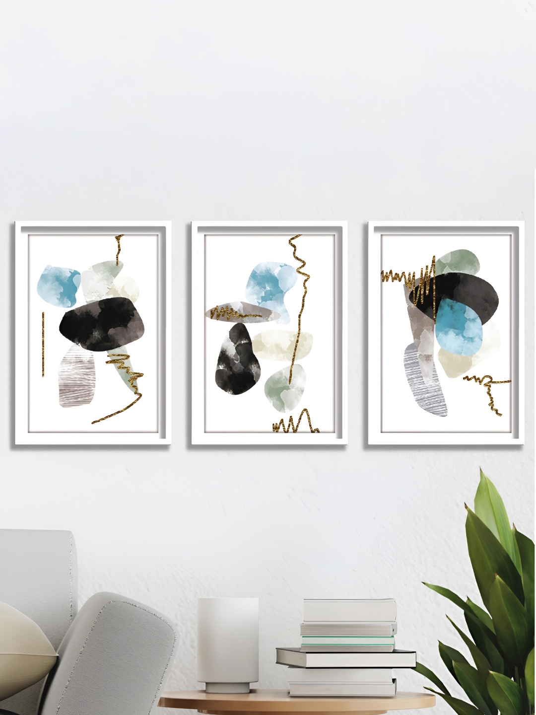 

Aura White & Blue 3 Pieces Wooden Abstract Wall Art