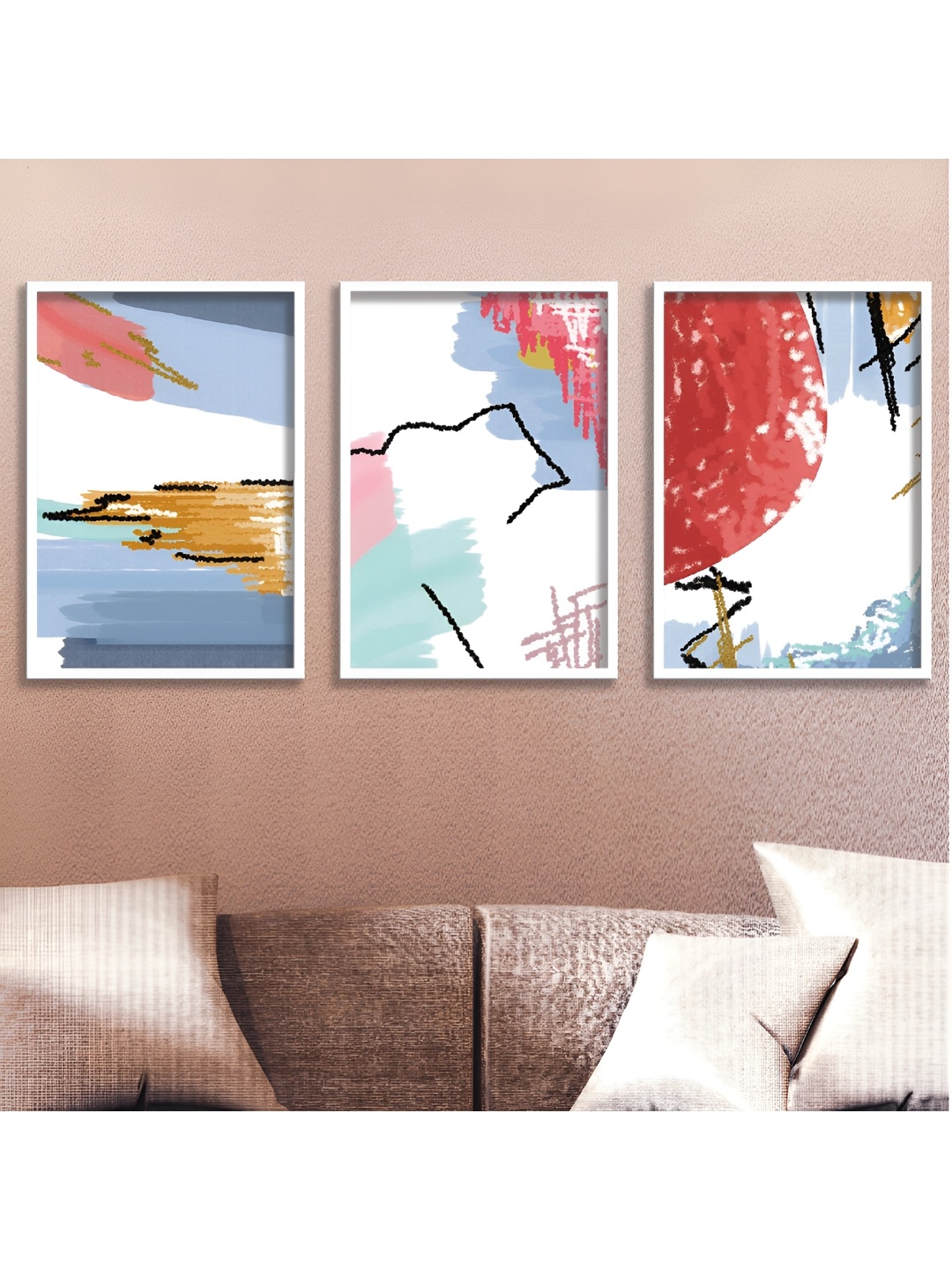 

Aura White & Red 3 Piece Wood Abstract Wall Paintings