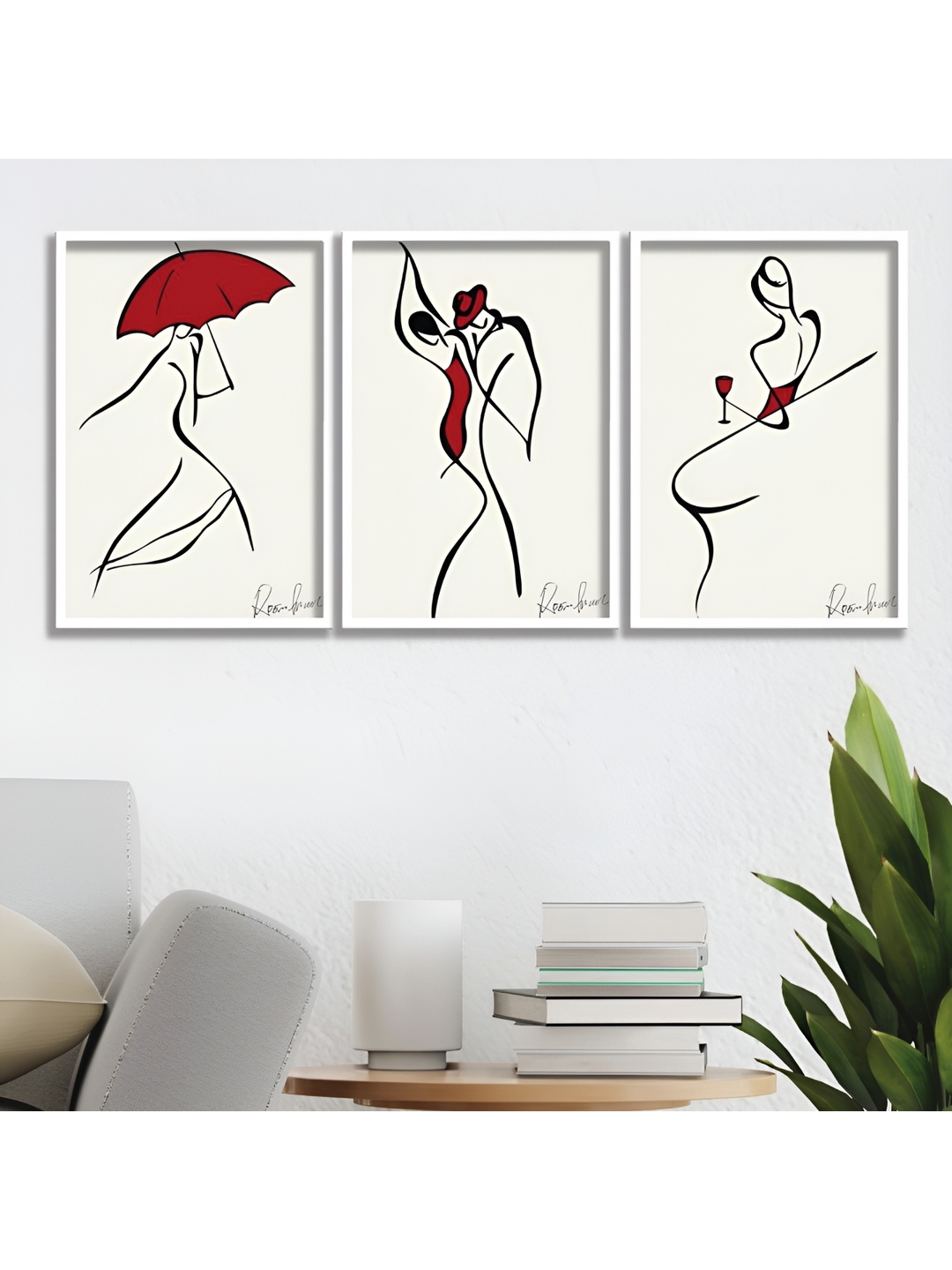 

Aura White & Red 3 Piece Wood Other Wall Paintings