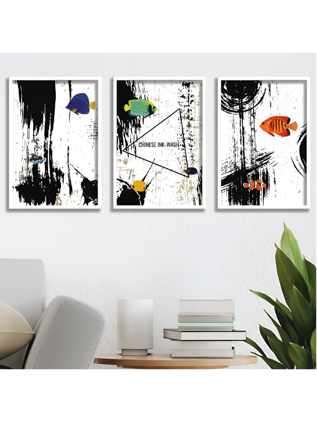 

Aura White & Black 3 Piece Wood Abstract Wall Paintings