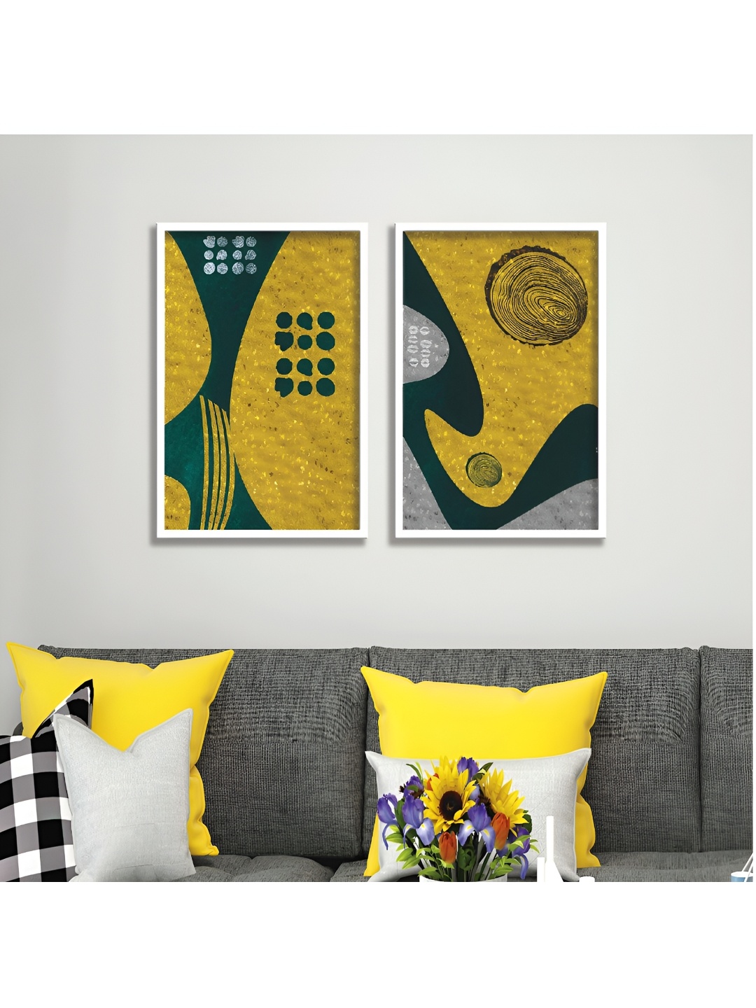 

Aura Yellow & Green 2 Piece Wood Abstract Wall Paintings