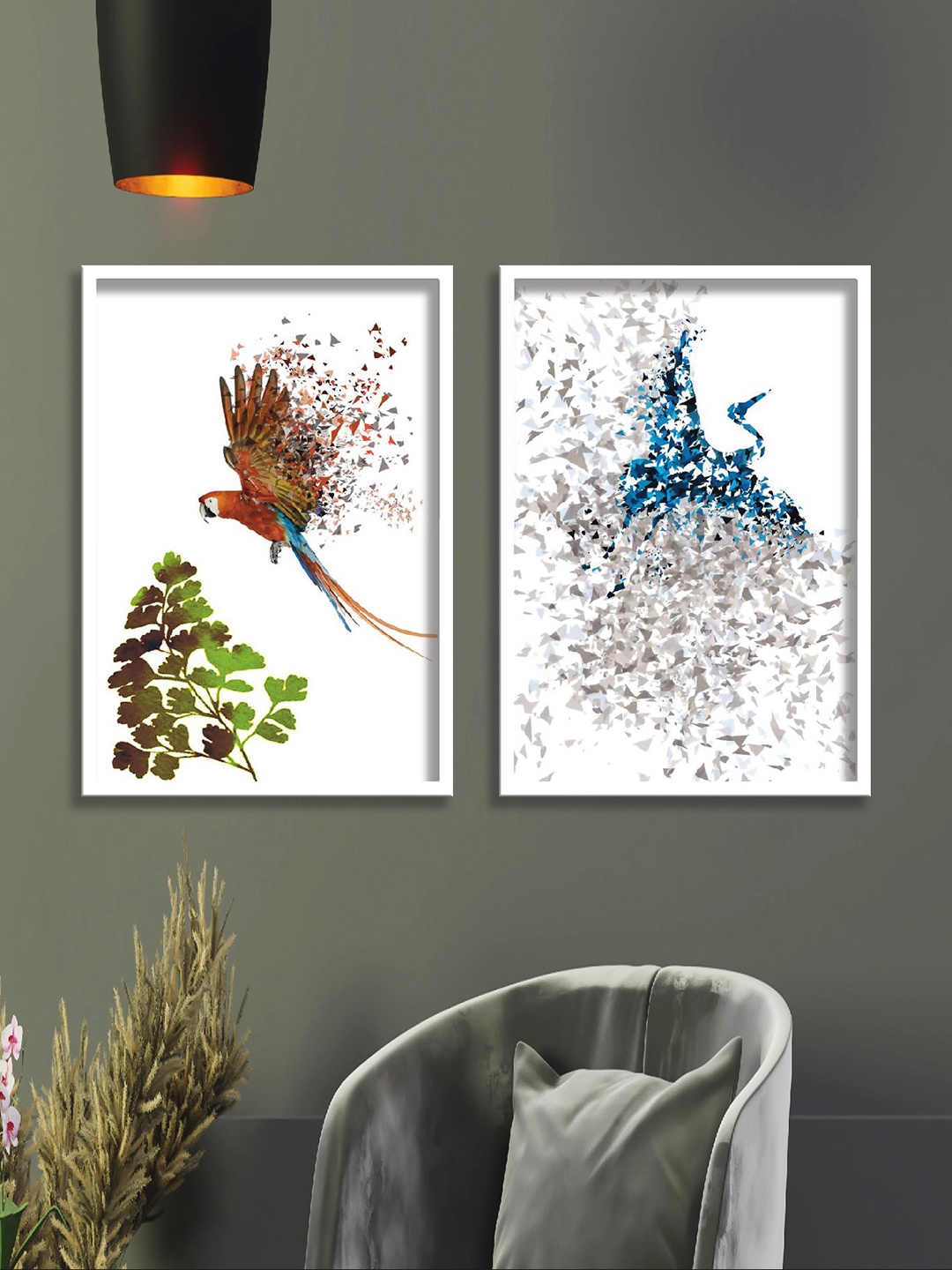 

Aura White & Blue 2 Pieces Wood Abstract Wall Paintings