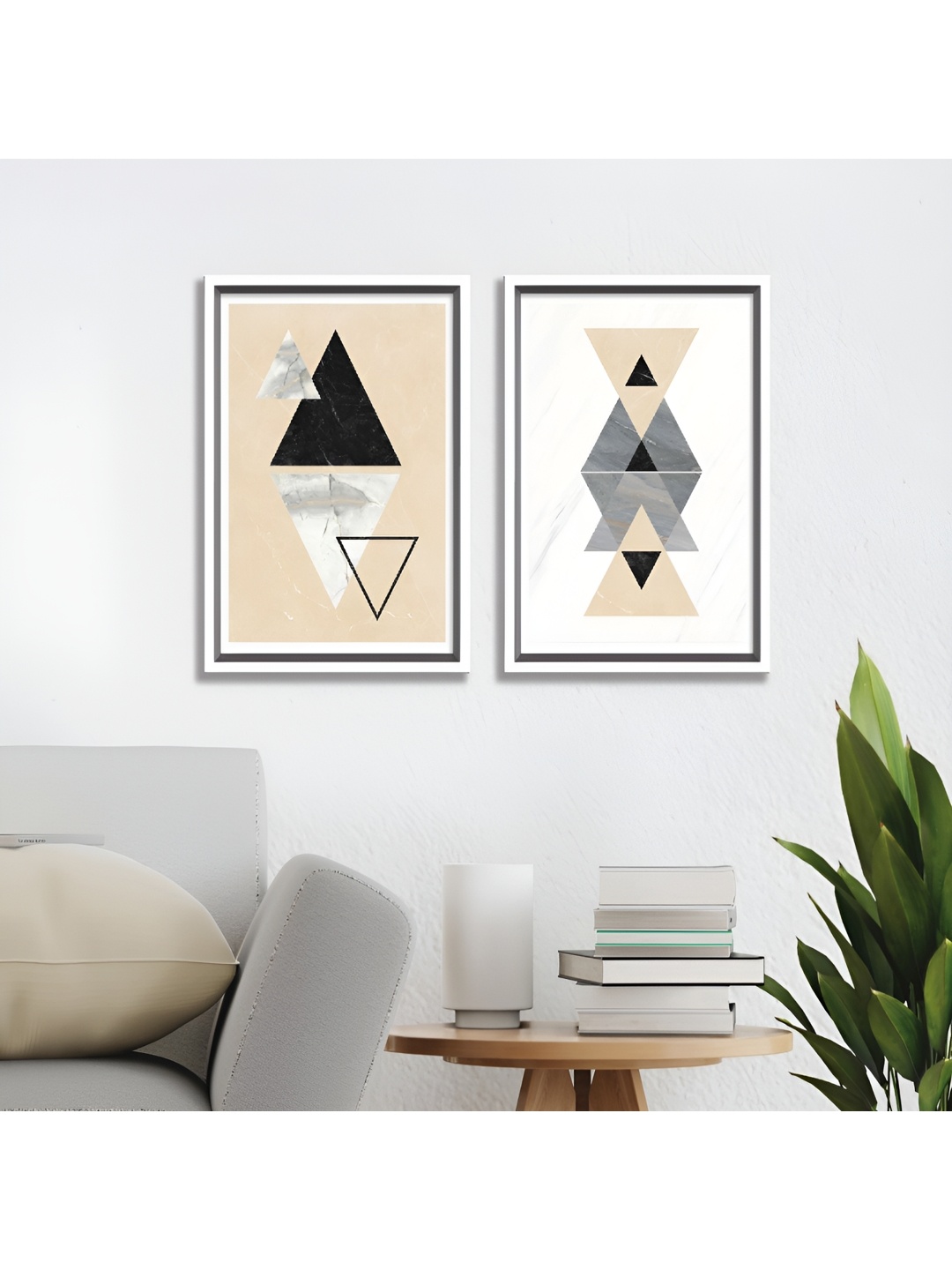 

Aura Beige & White 2 Piece Wood Abstract Wall Paintings