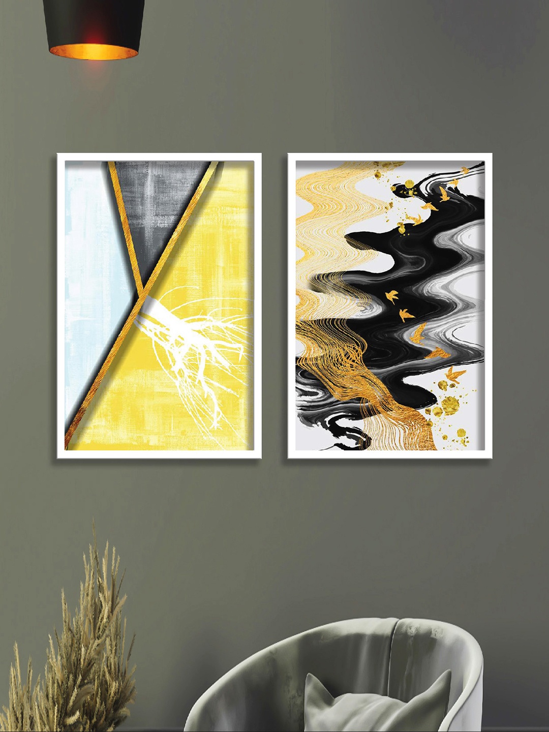 

Aura Yellow & Grey 2 Piece Wooden Abstract Wall Art