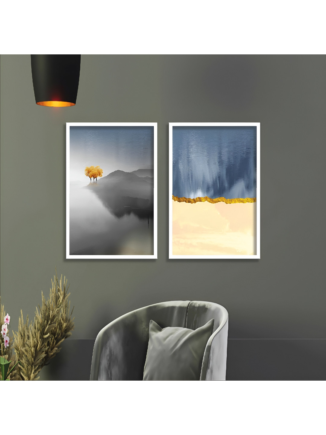 

Aura White & Blue 2 Pieces Wooden Abstract Wall Art