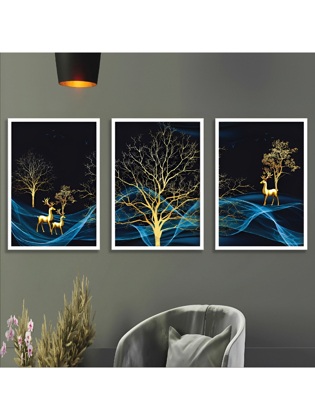 

Aura Black & Gold-Toned 3 Pieces Wooden Abstract Wall Art