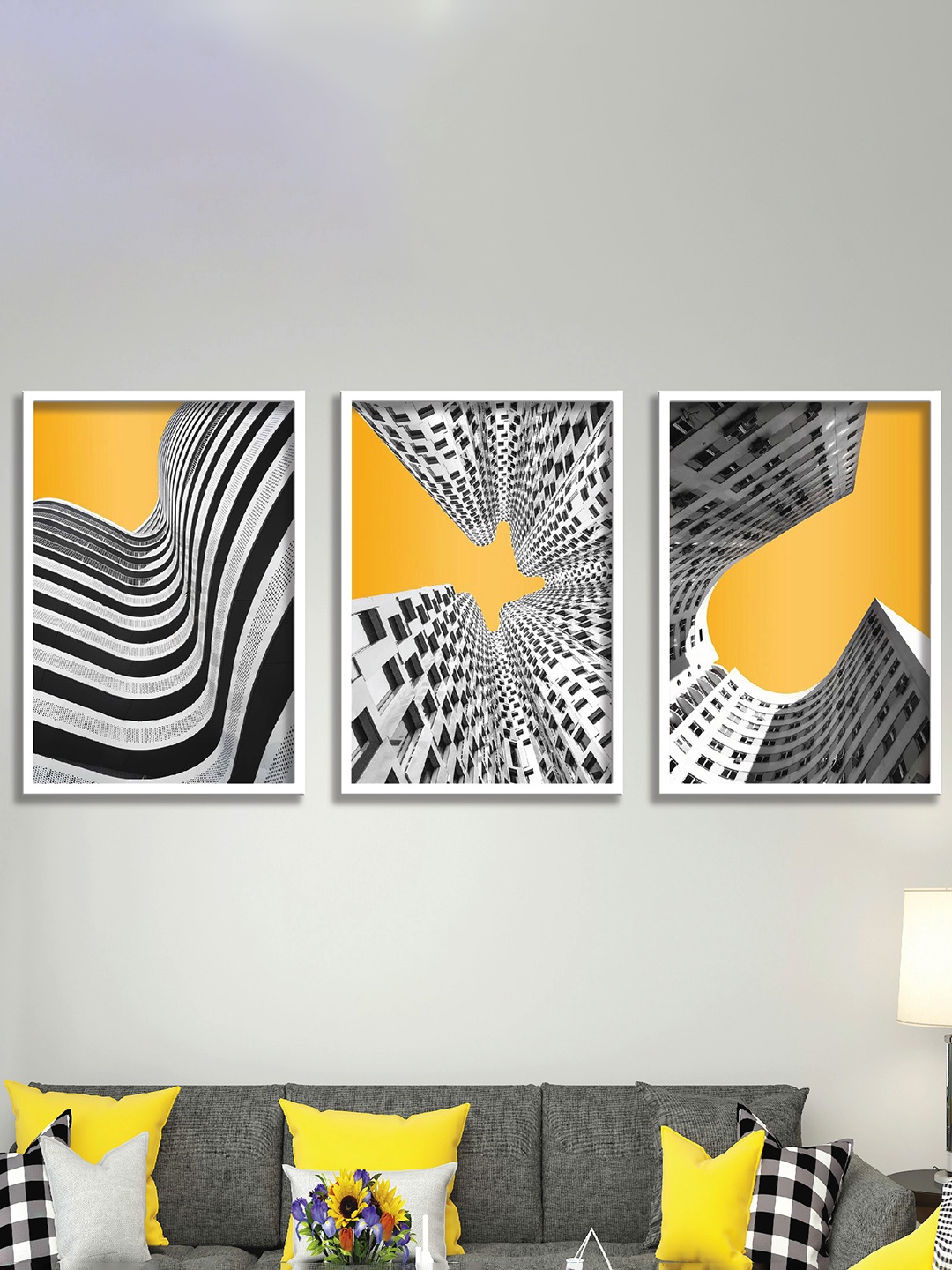 

Aura Grey & Yellow 3 Pieces Wooden Abstract Wall Art