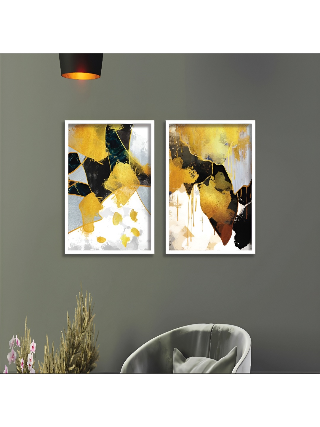 

Aura White & Black 2 Pieces Wooden Abstract Wall Art