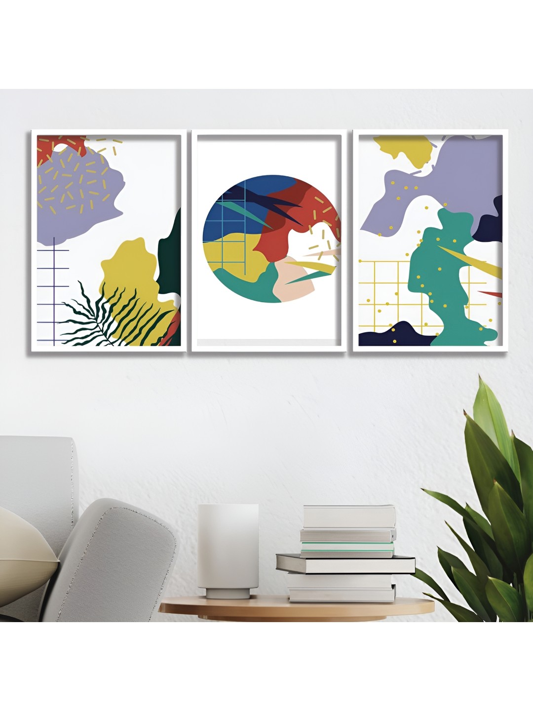 

Aura White & Green 3 Piece Wood Abstract Wall Paintings