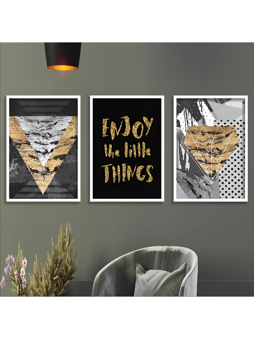 

Aura White & Black 3 Pieces Wooden Abstract Wall Art
