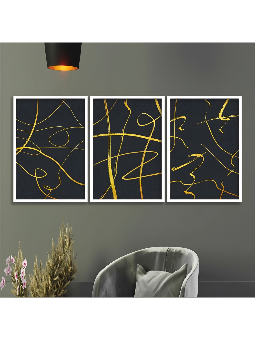 

Aura White & Black 3 Piece Wood Abstract Wall Paintings