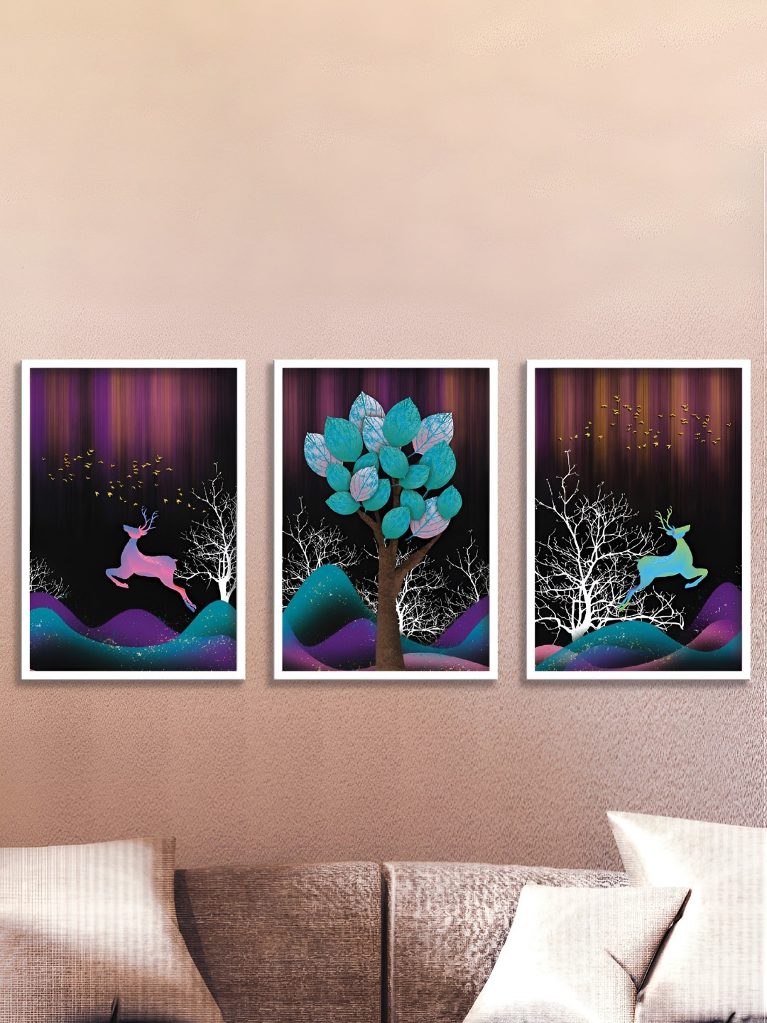 

Aura Purple & Green 3 Pieces Wooden Abstract Wall Art