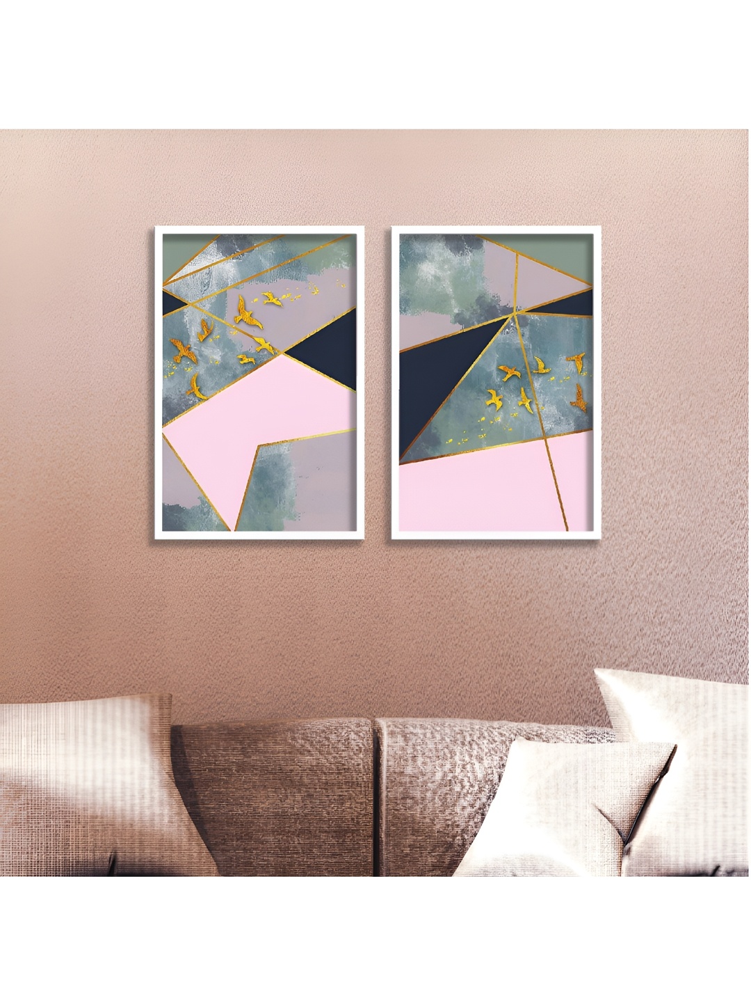 

Aura Pink & Grey 2 Piece Wood Abstract Wall Paintings