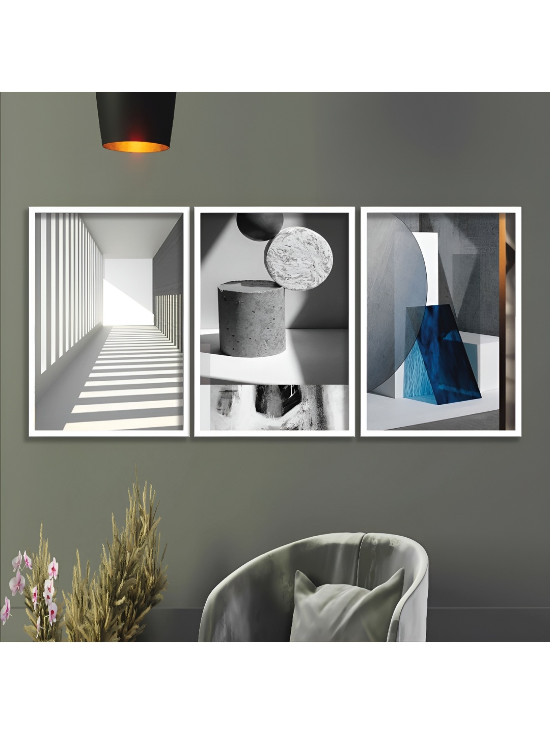 

Aura Grey & White 3 Pieces Wooden Abstract Wall Art