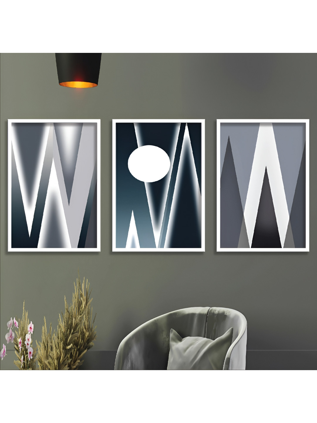 

Aura White & Grey 3 Pieces Wood Abstract Wall Paintings