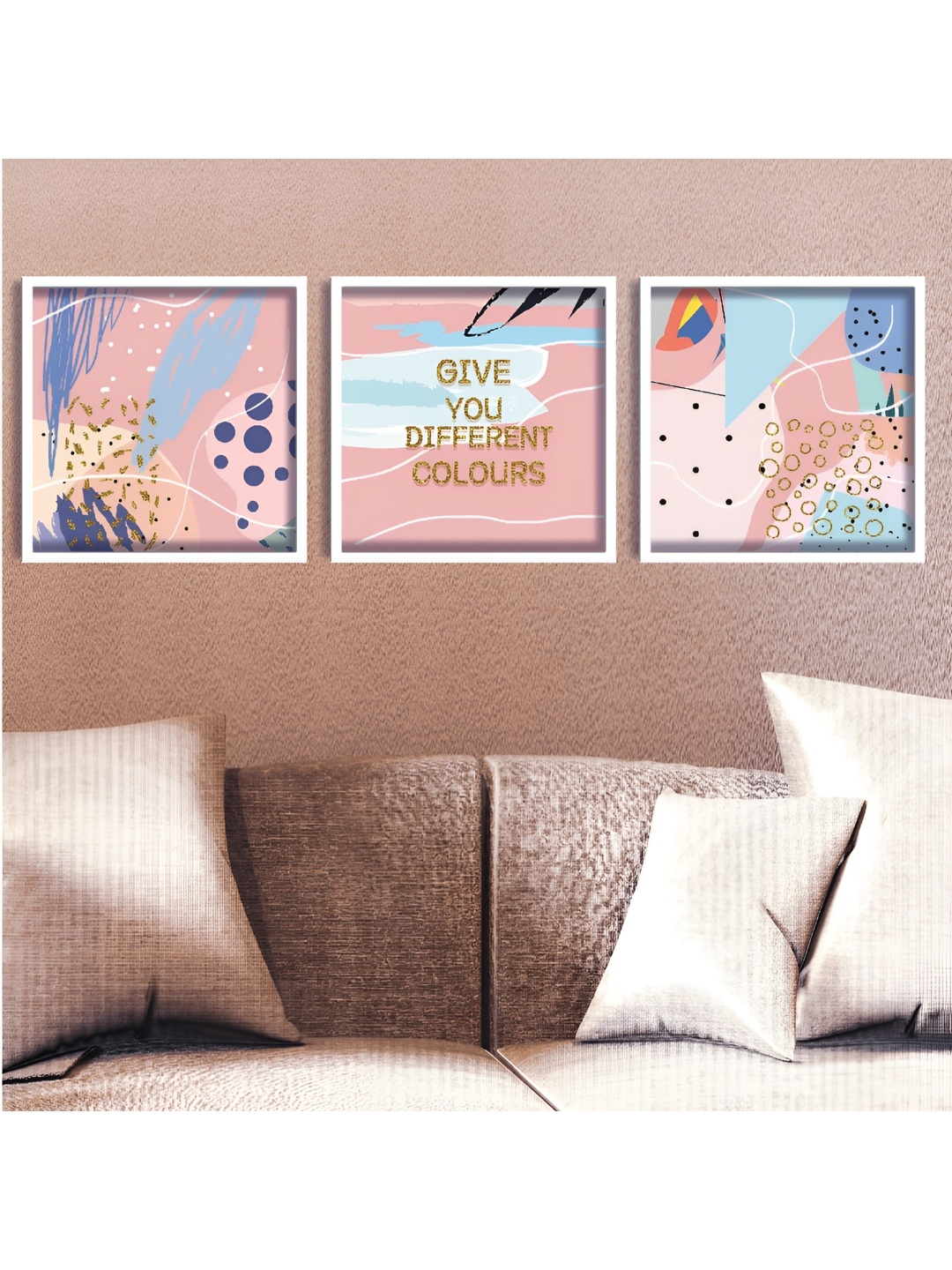 

Aura Pink & Blue 3 Piece Wood Abstract Wall Paintings