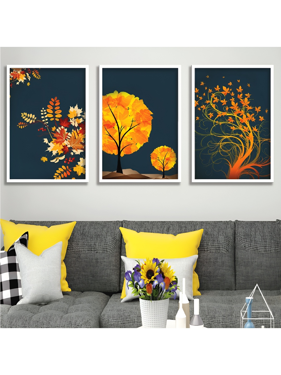 

Aura Yellow & Orange 3 Pieces Wooden Floral and Botanical Wall Art