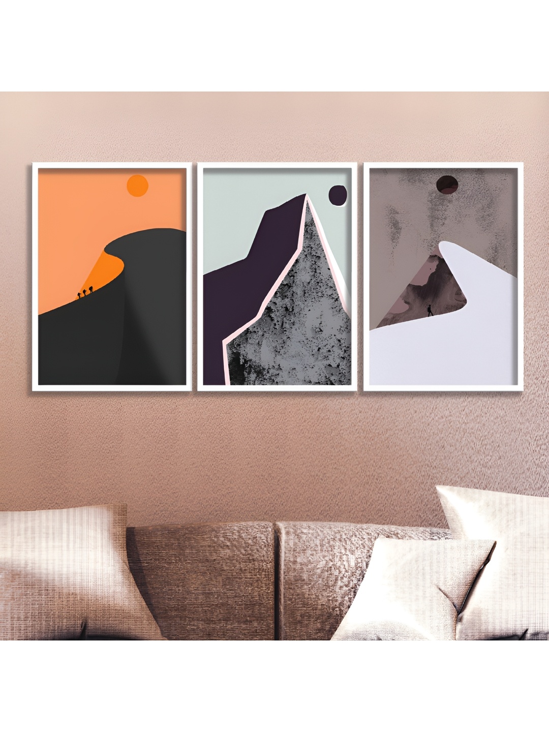 

Aura Orange & Black 3 Pieces Wood Abstract Wall Paintings