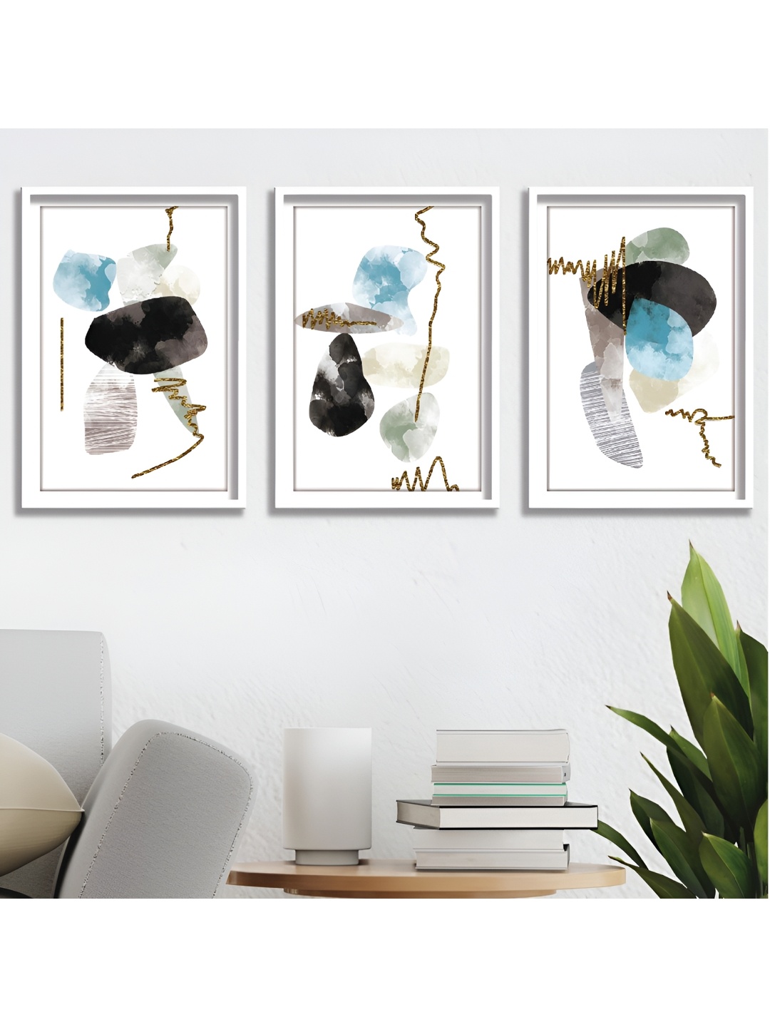 

Aura White & Black 3 Piece Wood Abstract Wall Paintings