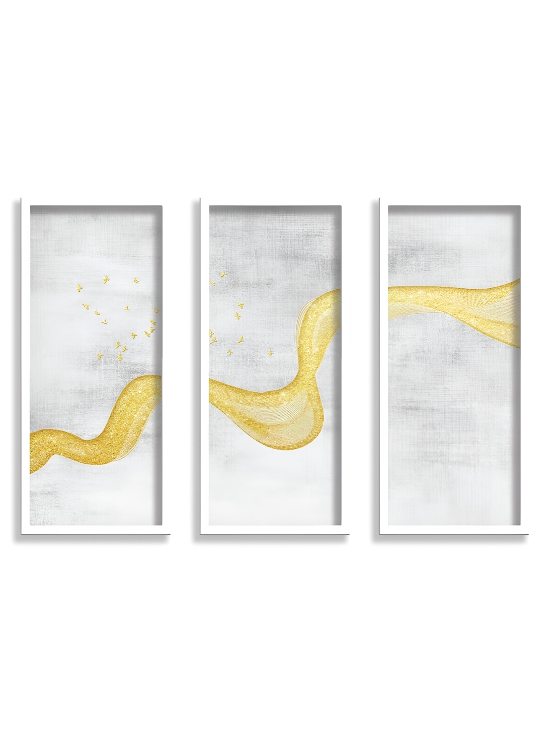 

Aura White & Yellow 3 Pieces Wooden Abstract Wall Art