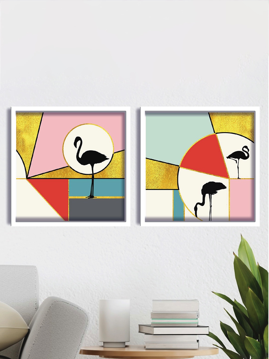 

Aura Pink & White 2 Pieces Wood Abstract Wall Paintings