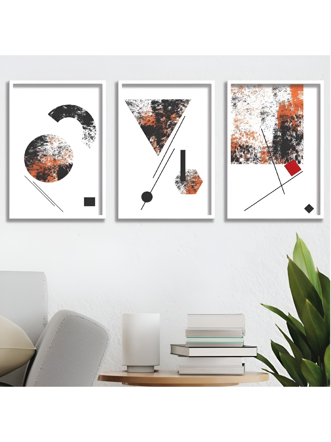 

Aura White & Red 3 Piece Wood Abstract Wall Paintings