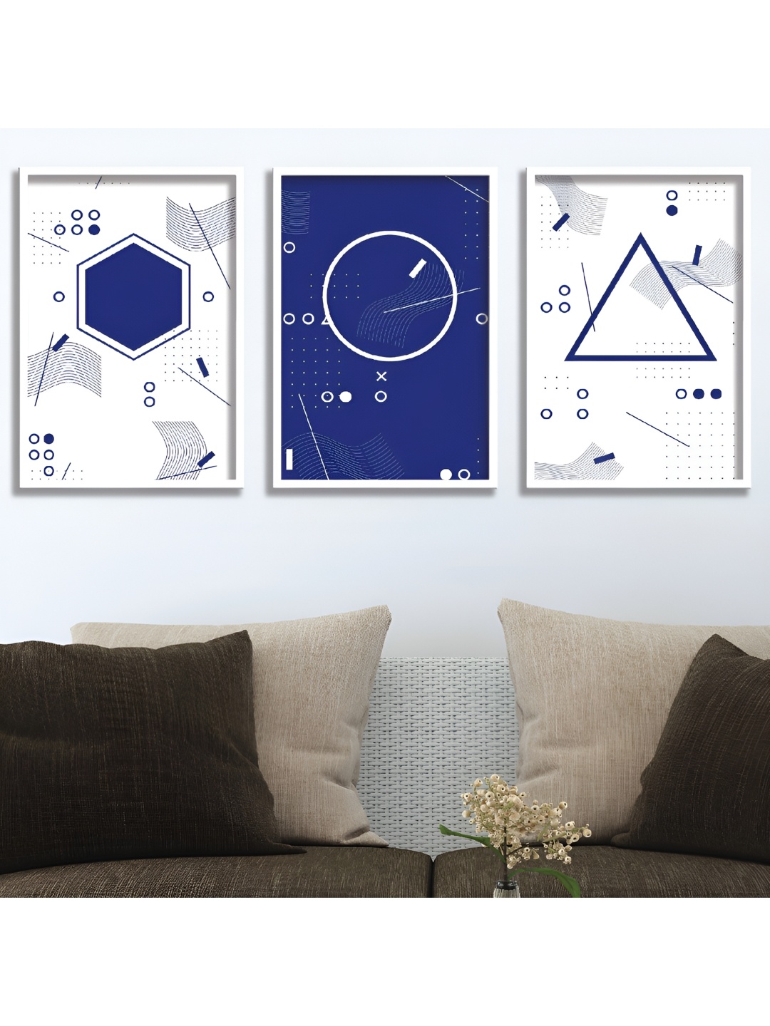 

Aura Blue & White 3 Pieces Wooden Abstract Wall Art