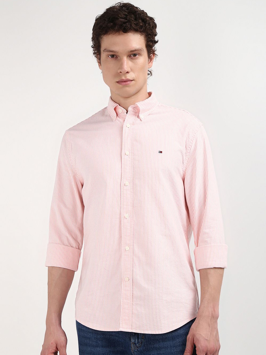

Tommy Hilfiger Men Solid Button-Down Collar Casual Shirt, Orange