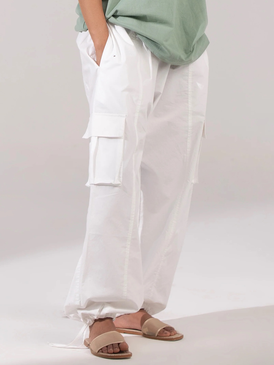 

BOTNIA Women Relaxed Loose Fit Trousers, White