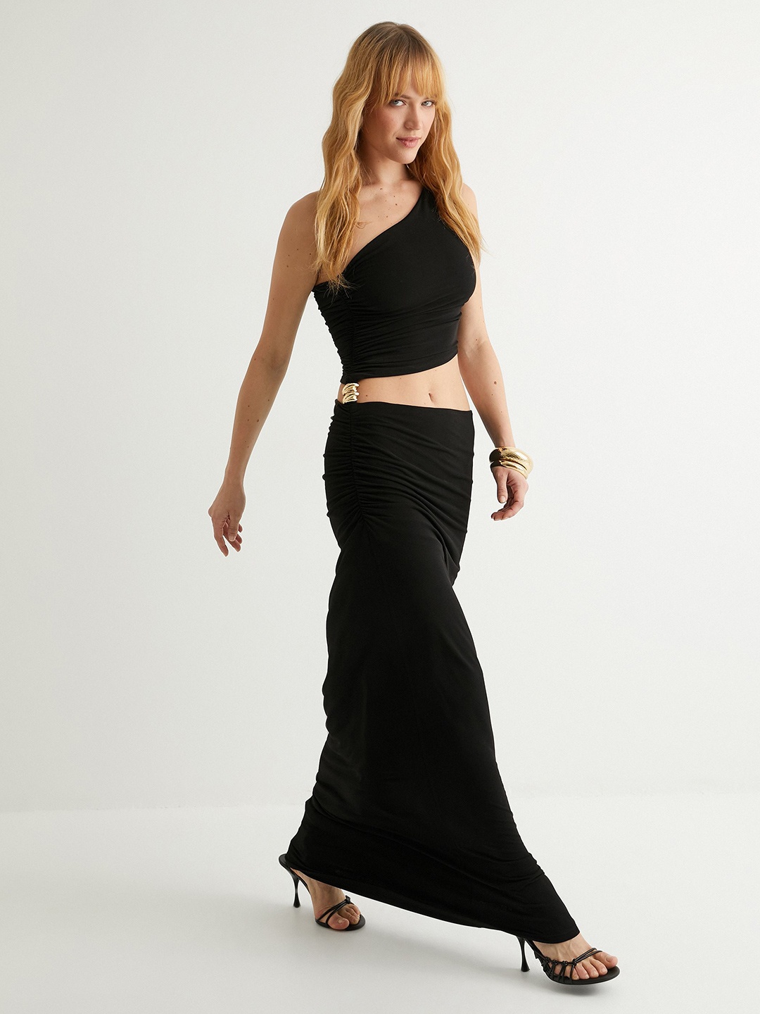 

Koton Women One Shoulder Maxi Dress, Black