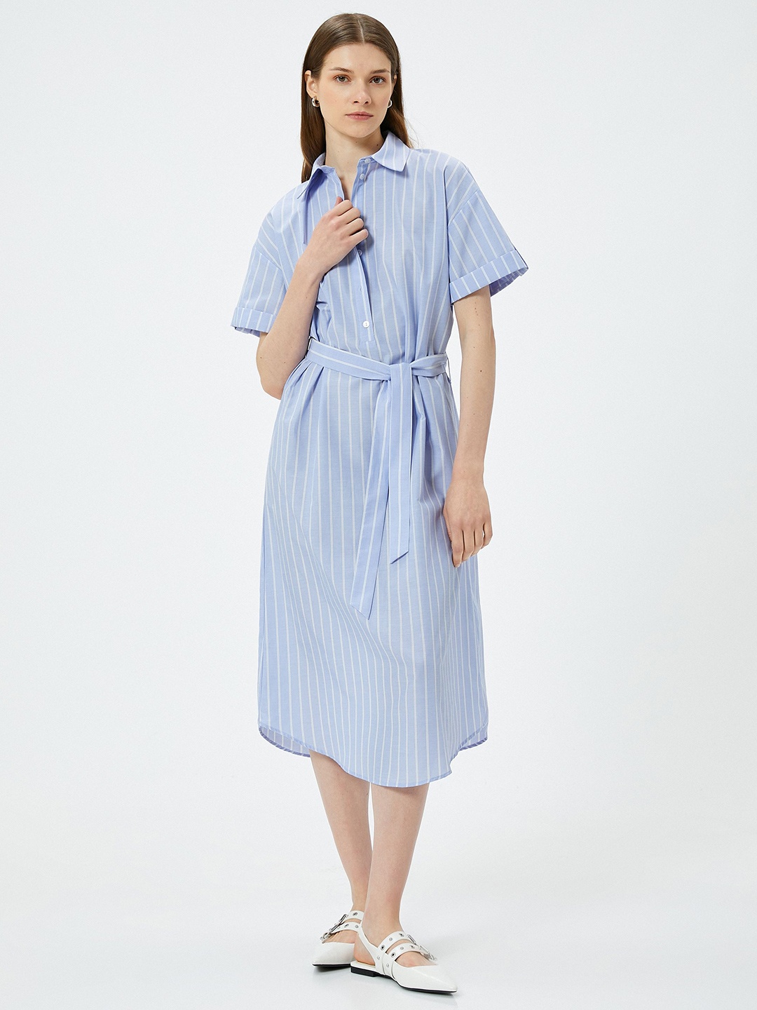 

Koton Striped Shirt Midi Dress, Blue
