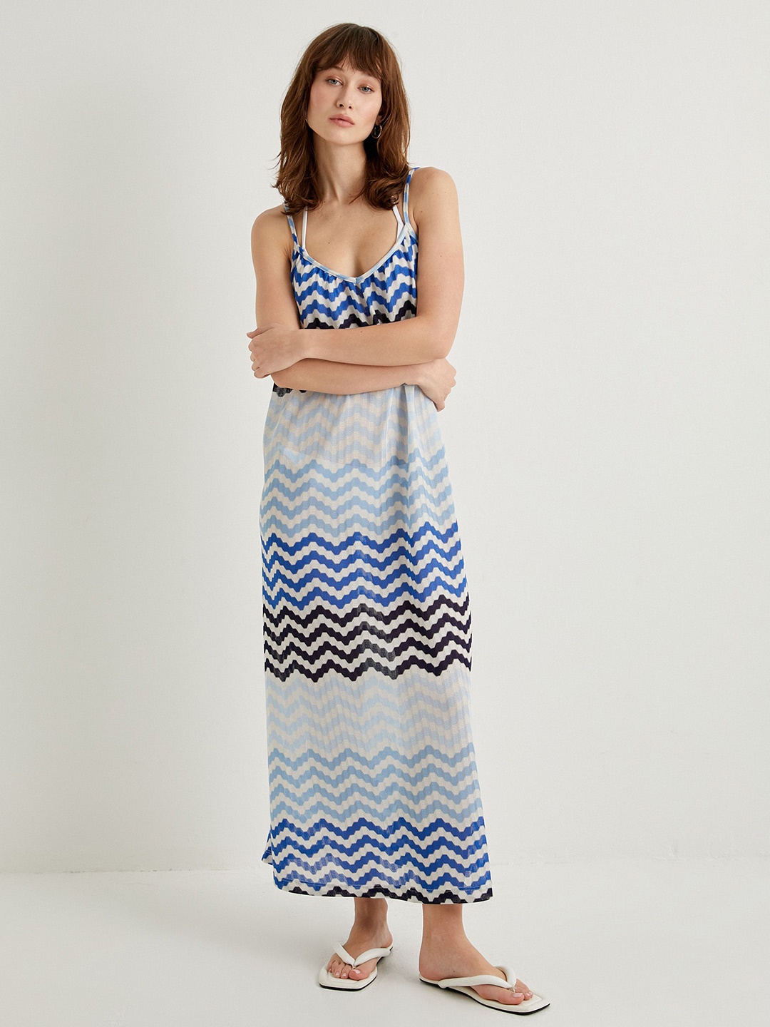 

Koton Women Shoulder Straps Maxi Dress, Blue