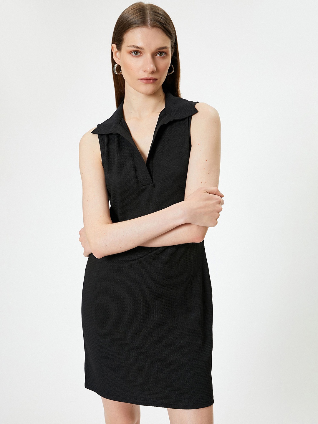 

Koton Shirt Collar Sheath Dress, Black