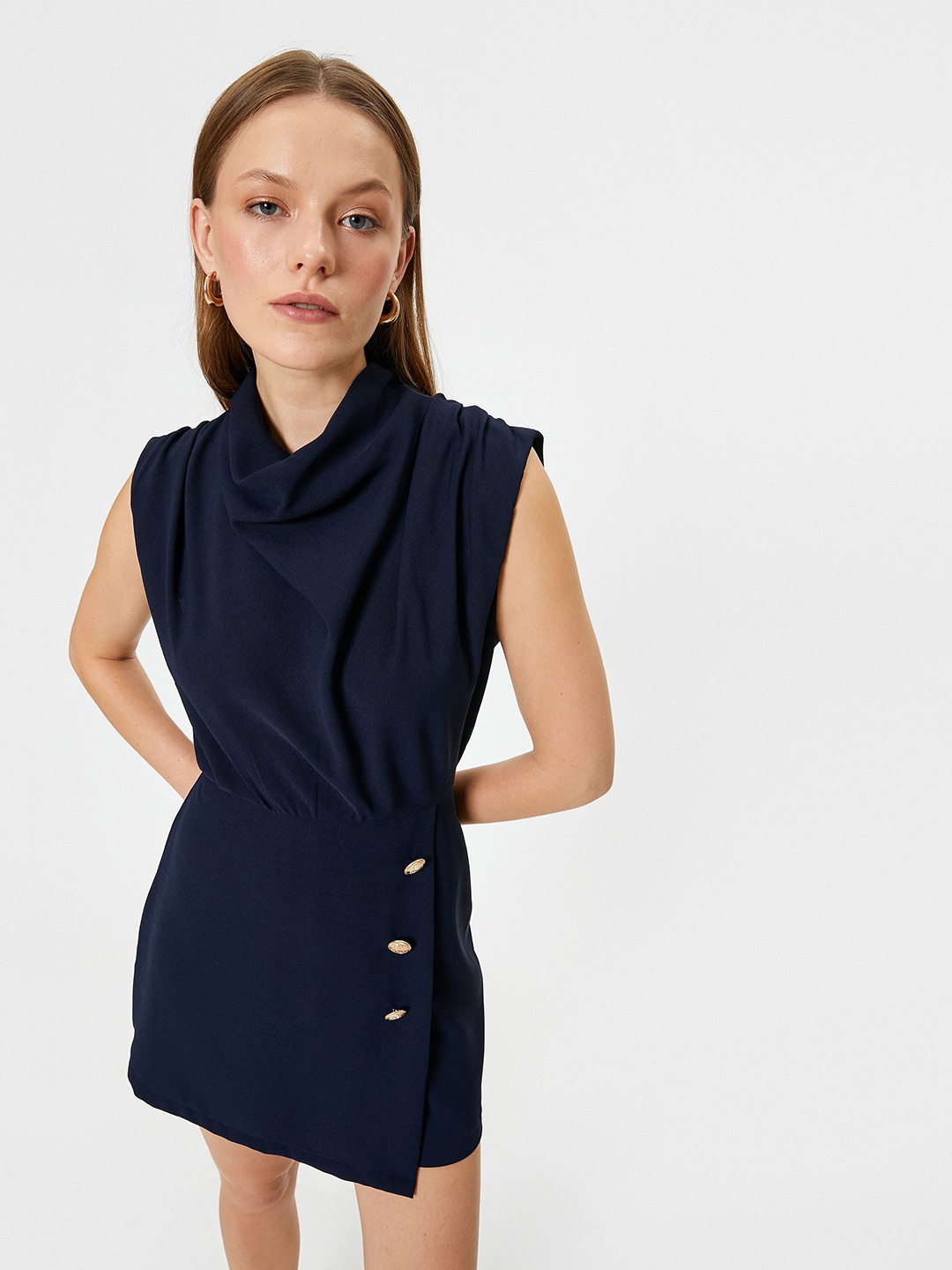 

Koton Cowl Neck Sheath Dress, Navy blue