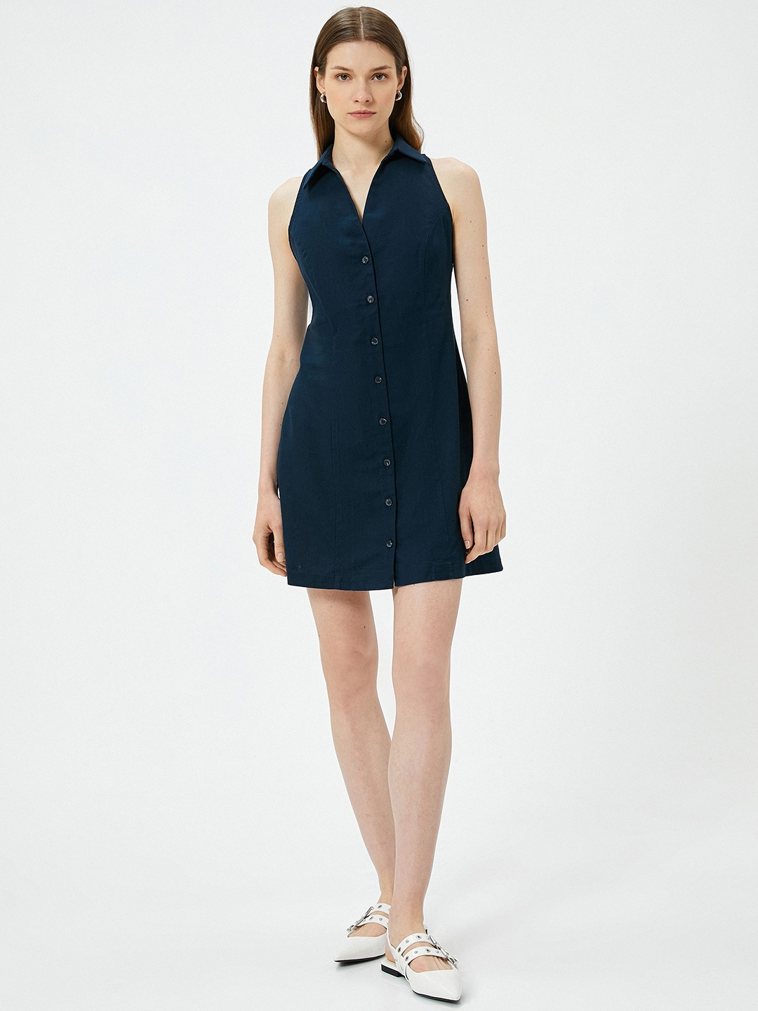 

Koton Sleeveless Shirt Dress, Navy blue