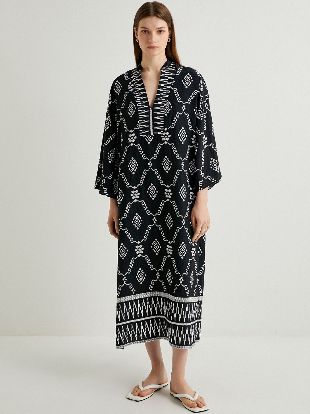 

Koton Print A-Line Maxi Dress, Black