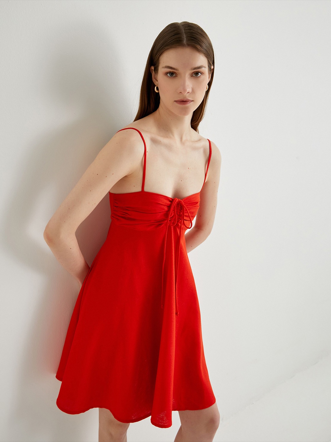 

Koton Linen A-Line Dress, Red