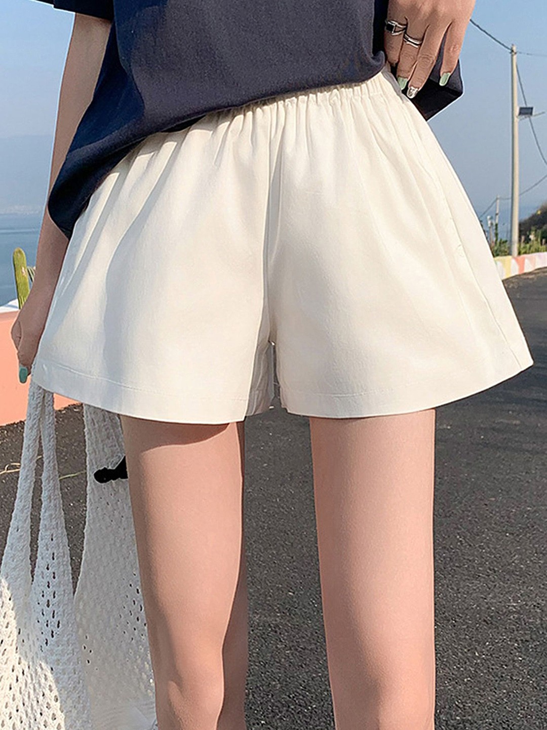 

LULU & SKY Women High-Rise Wide Shorts, White