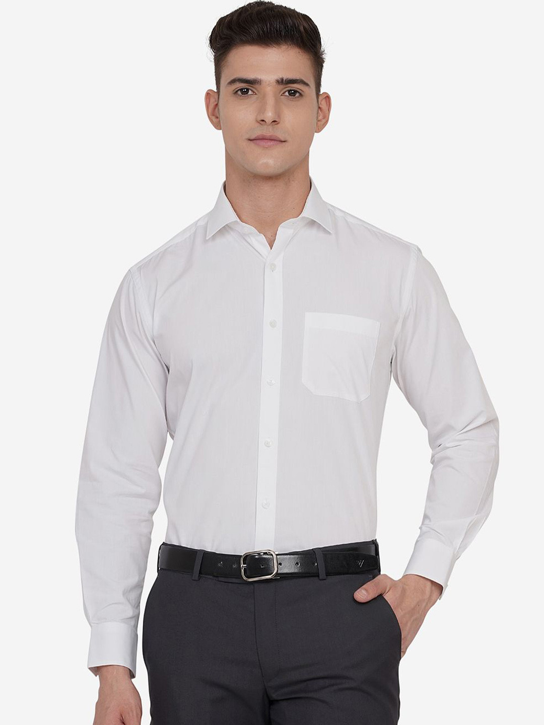 

JADE BLUE Men Solid Spread Collar Formal Shirt, White
