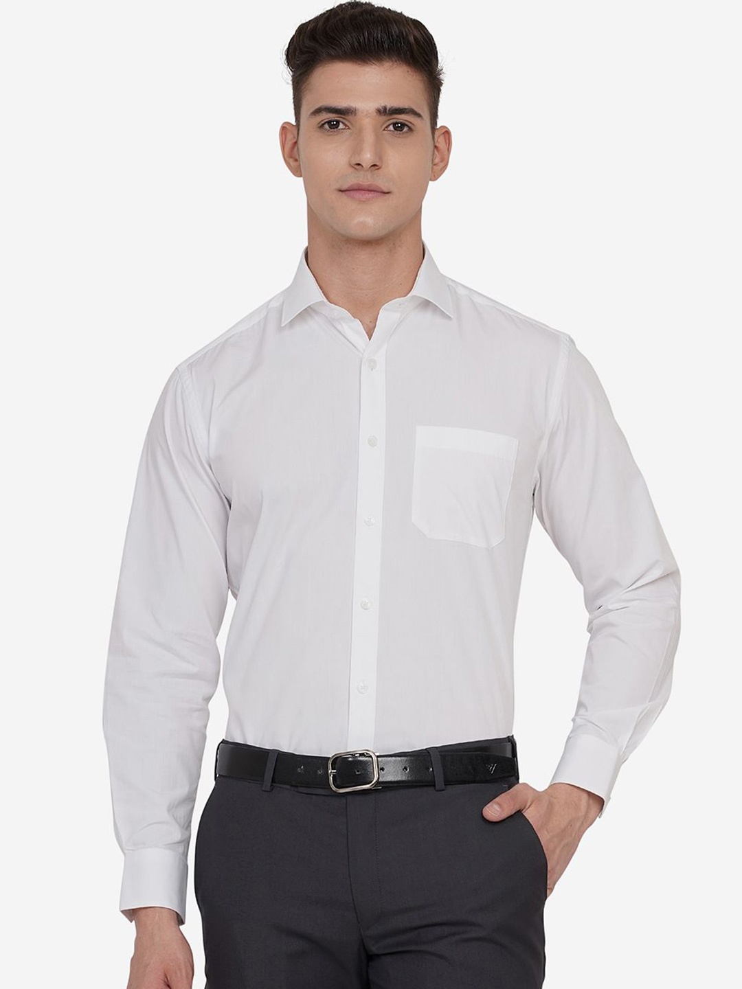 

JADE BLUE Men Solid Spread Collar Formal Shirt, White