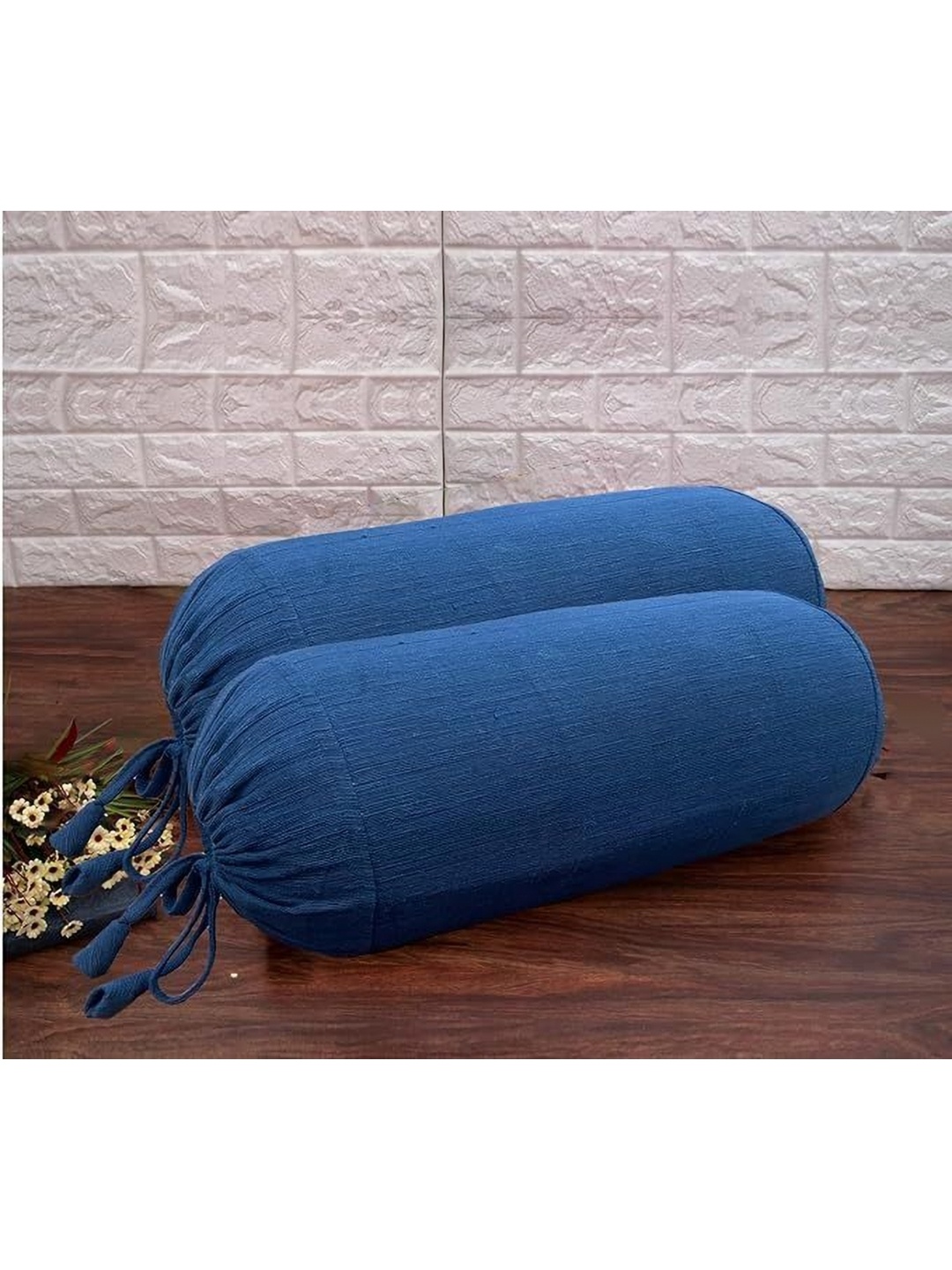 

SAJAVAT Pack of 2 Blue Cotton Bolster Cover, Navy blue