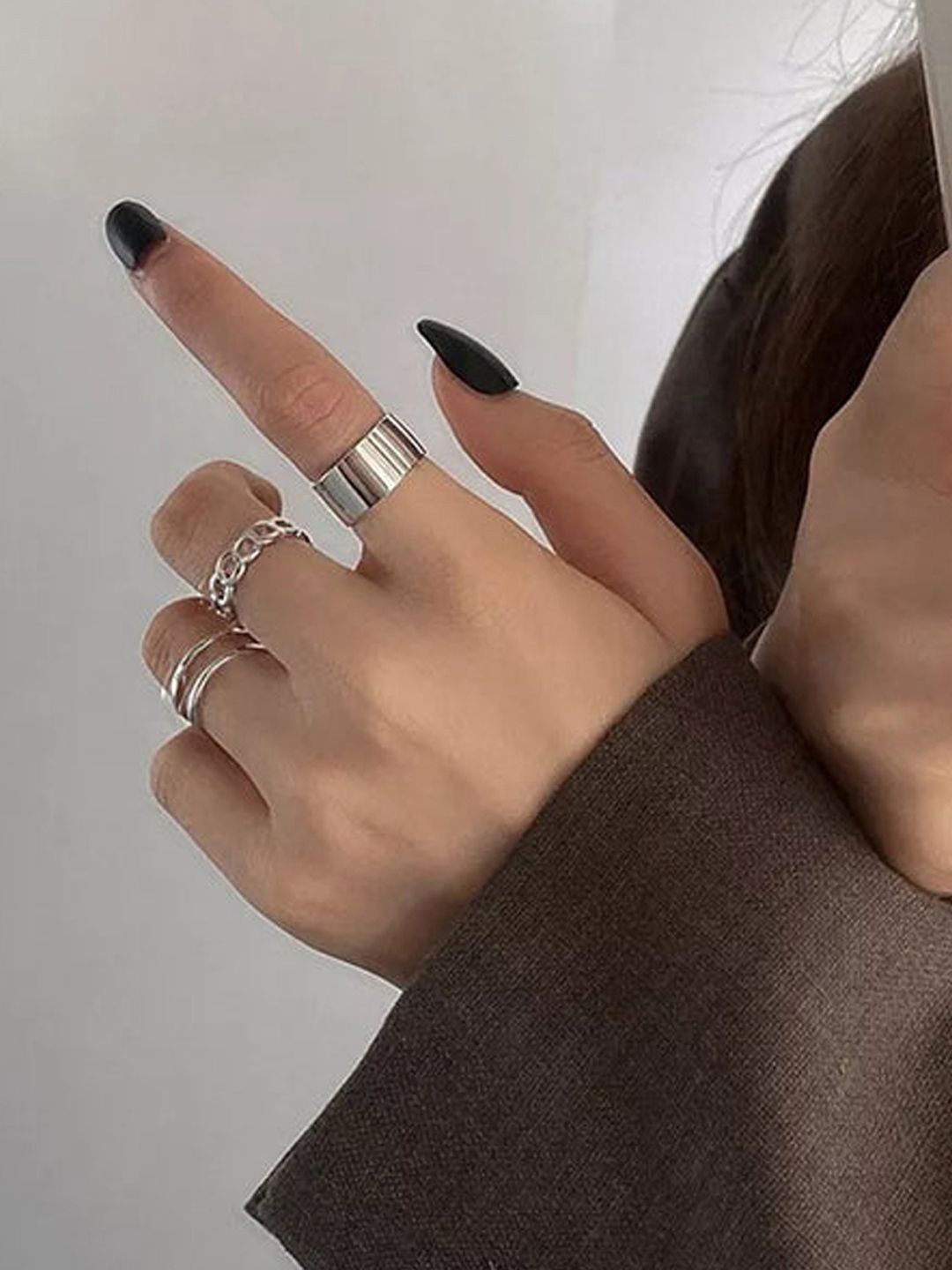 

Jewels Galaxy Set Of 3 Sliver-Plated Finger Rings, Silver