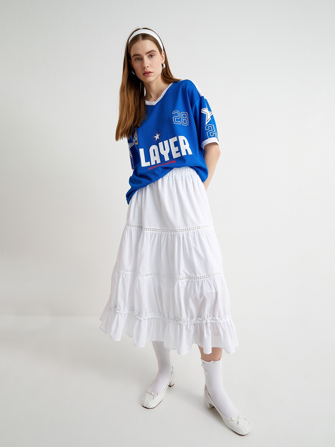 

Koton Women Varsity Printed V-Neck Knits T-shirt, Blue