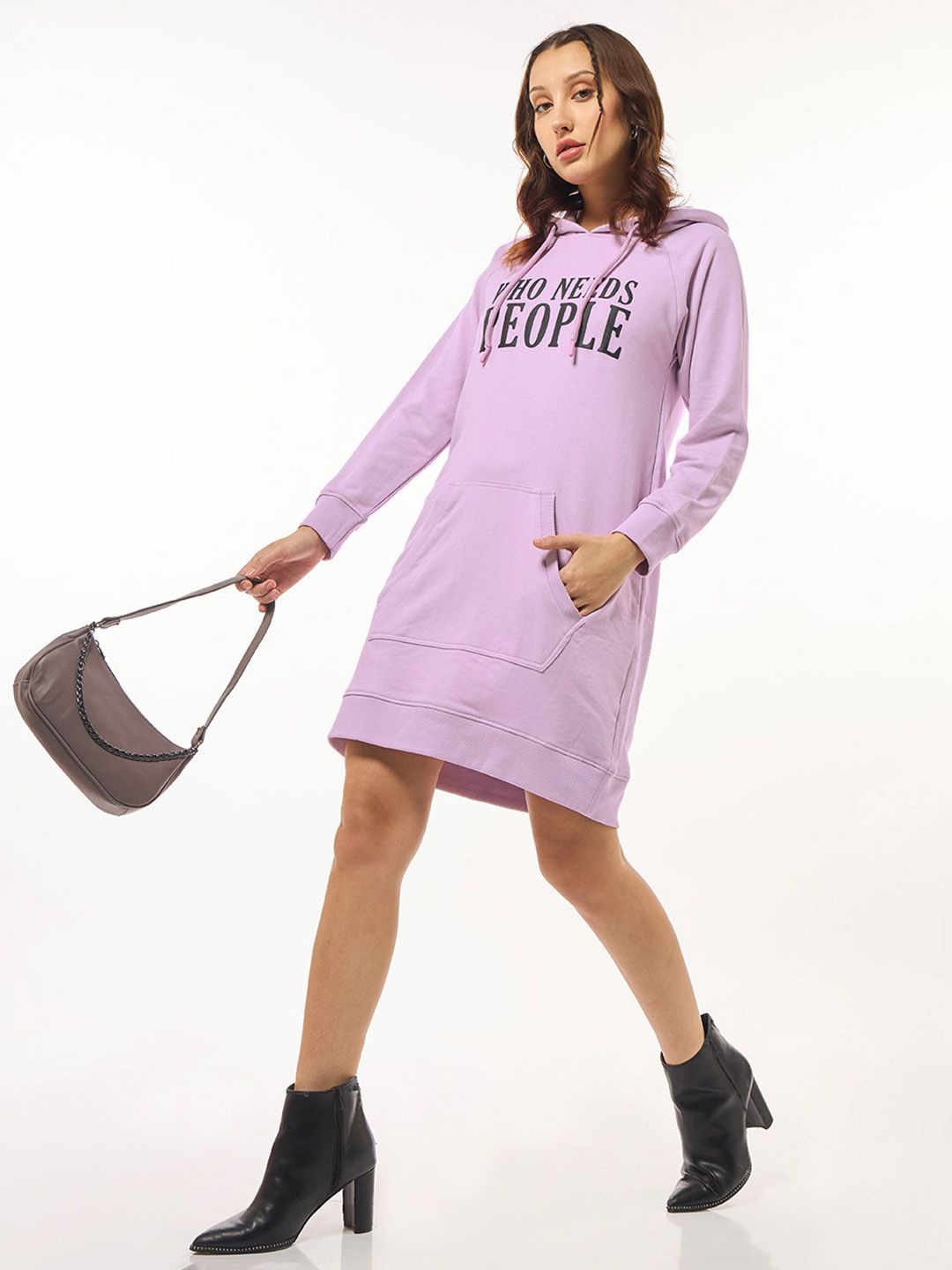 

Bewakoof Print T-shirt Dress, Purple