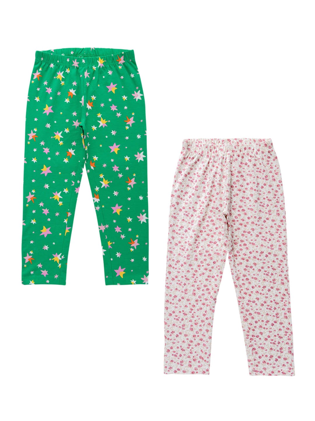 

JusCubs Girls Pack Of 2 Printed Cotton Lounge Pants, Green