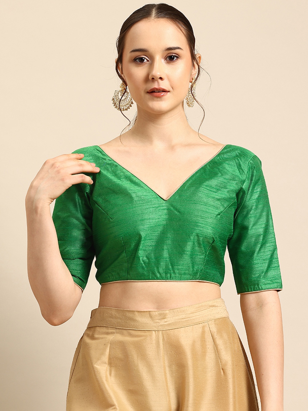 

flaher Banglori Silk Saree Blouse, Green