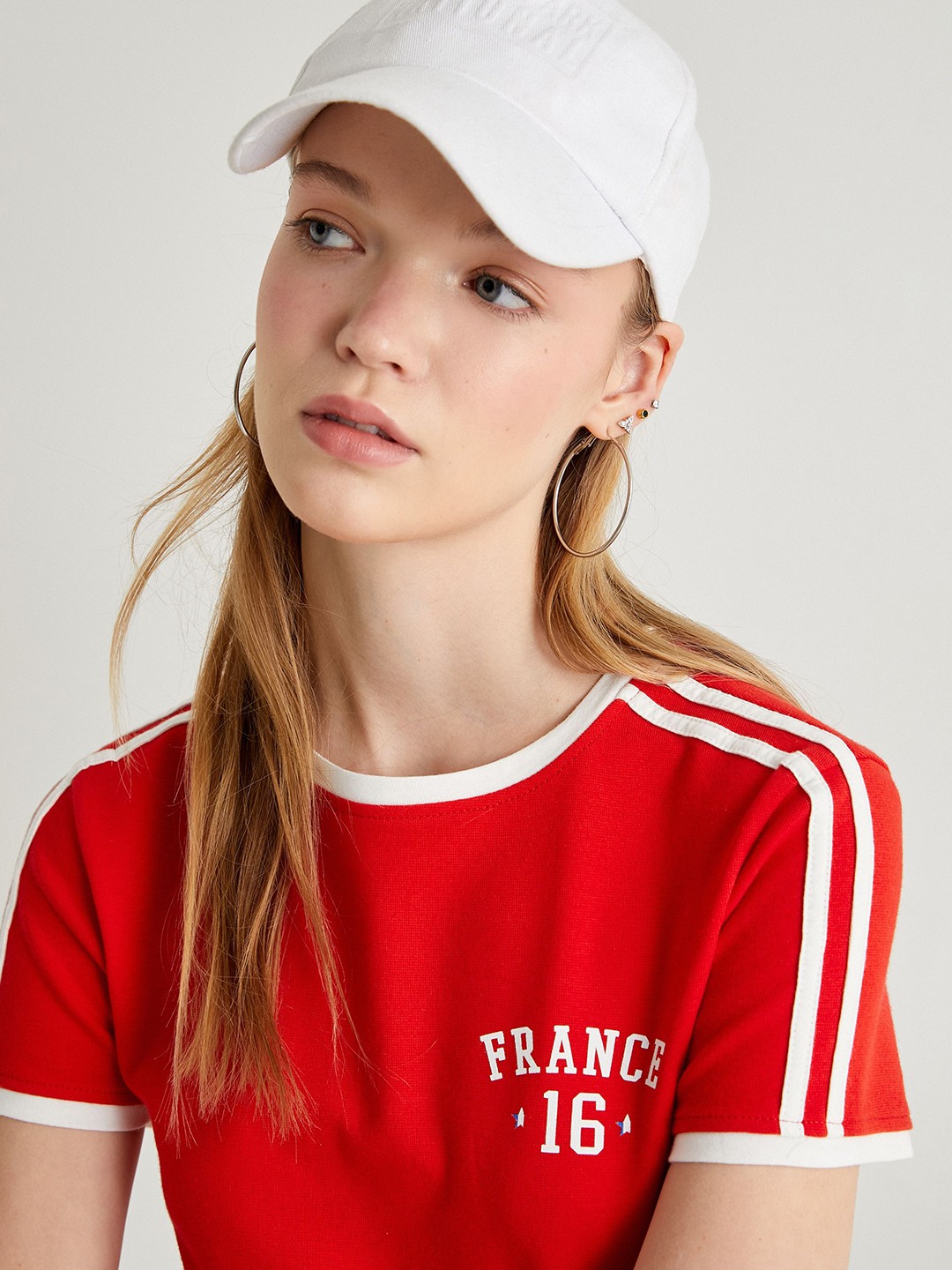

Koton Women Varsity Round Neck T-shirt, Red