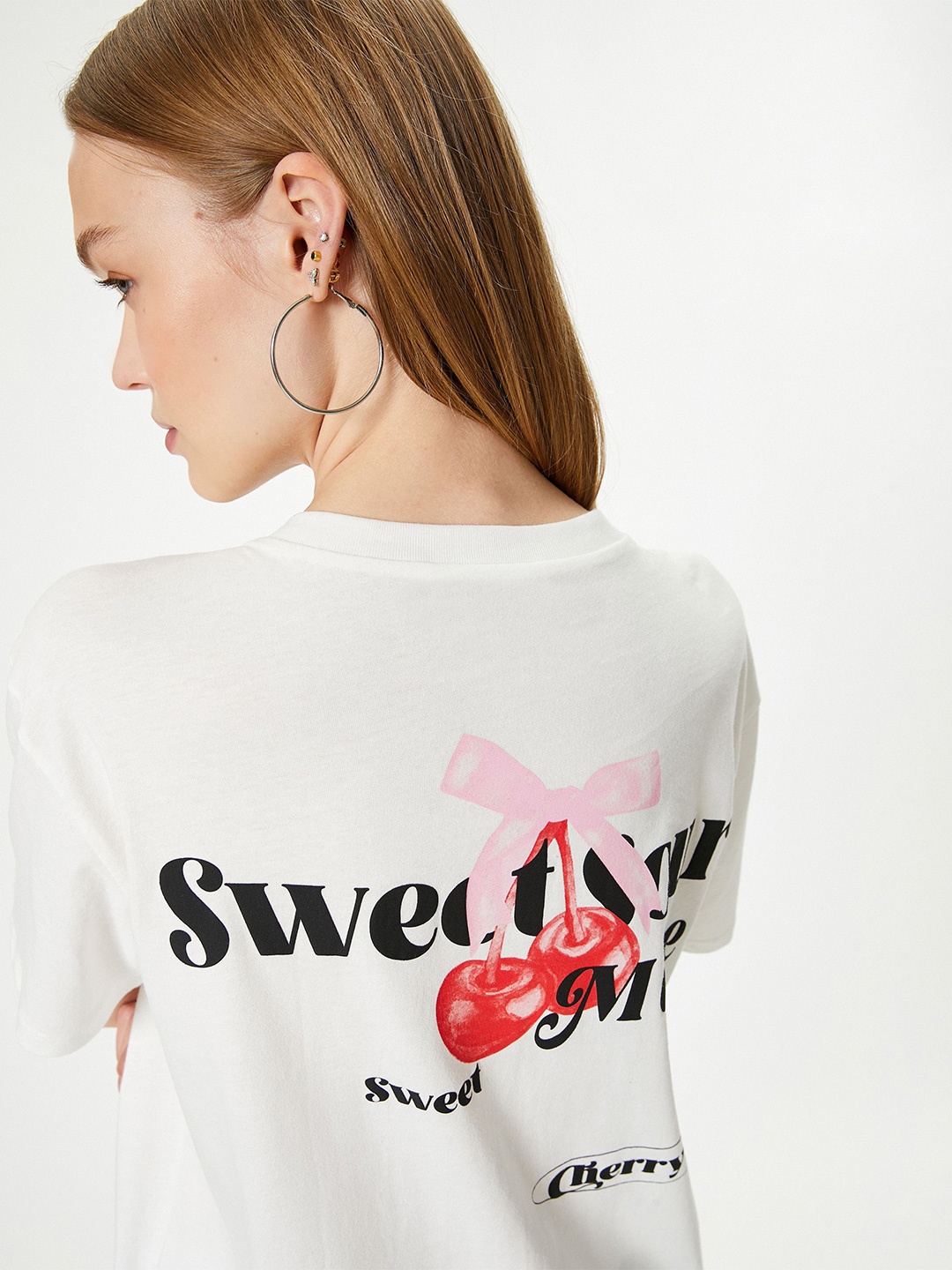 

Koton Women Typography Printed Round Neck Pure Cotton T-shirt, White